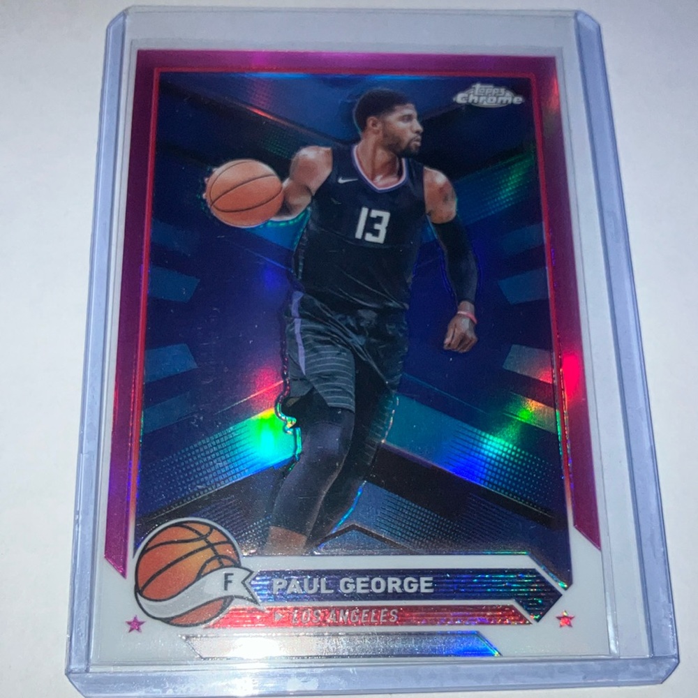2024 Topps Chrome Paul George LA Clippers Pink Border Holo Basketball Card NM+